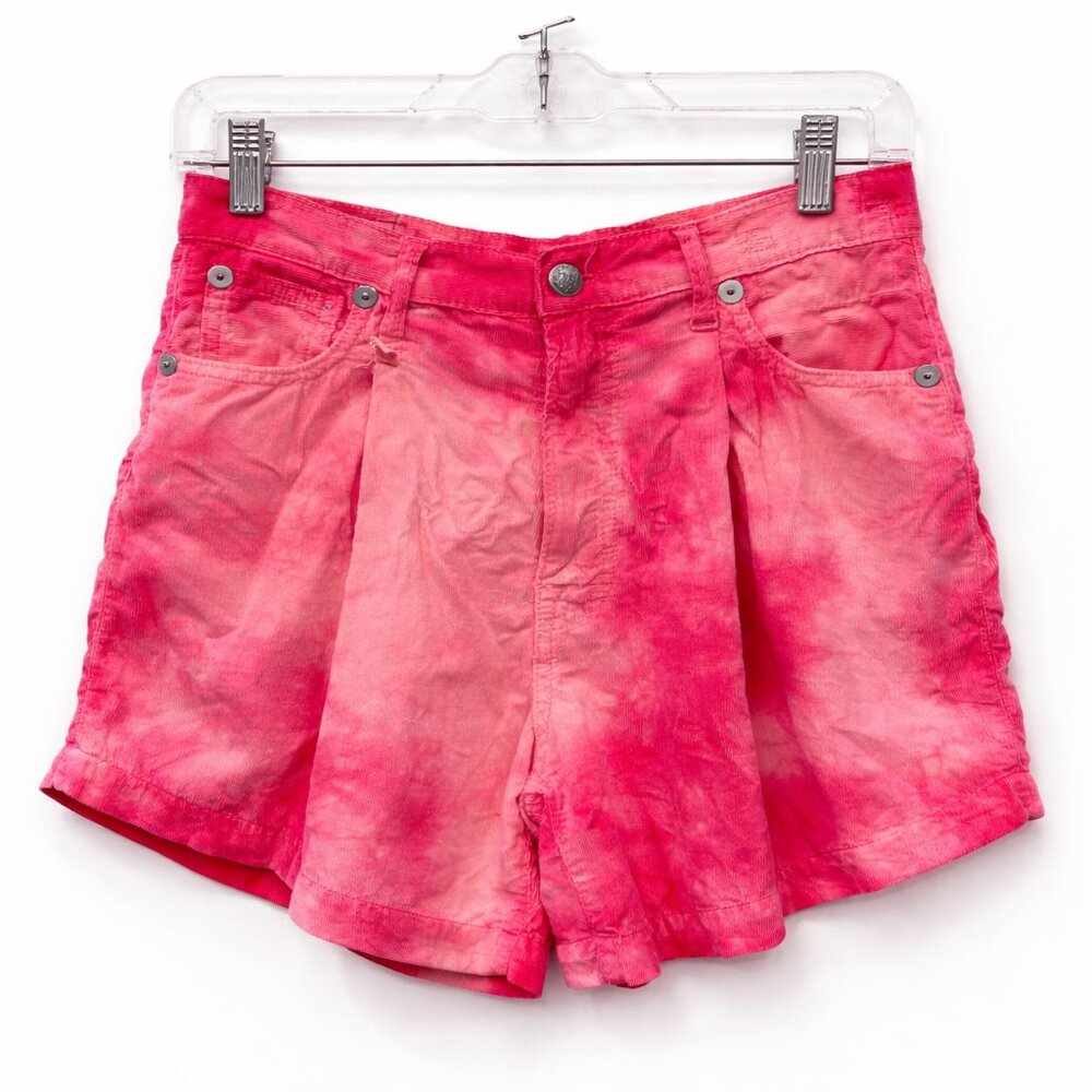 R13 Damon Pleated Fuchsia Corduroy Shorts Made in Italy Women's Size 24 Cotton